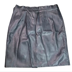 Vintage Gaby Plus Tea Length Vegan Black Leather Skirt Size 20W